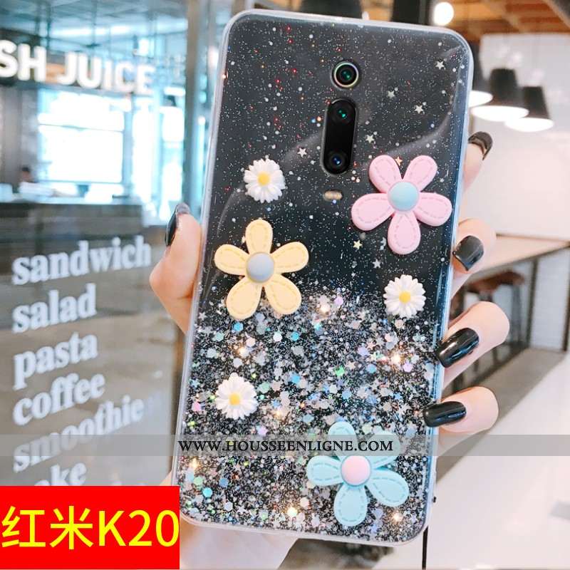 Coque Xiaomi Mi 9t Tendance Silicone Téléphone Portable Rouge Rose Fleur Petit