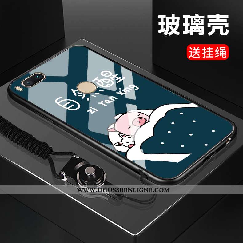 Coque Xiaomi Mi A1 Créatif Charmant Téléphone Portable Petit Verre Bleu