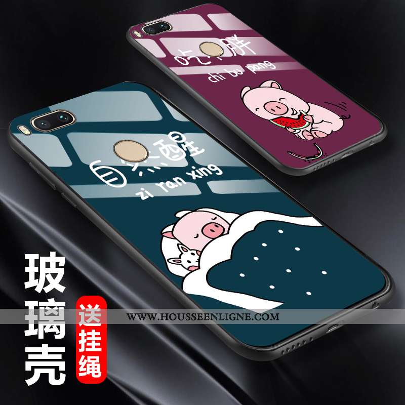 Coque Xiaomi Mi A1 Créatif Charmant Téléphone Portable Petit Verre Bleu