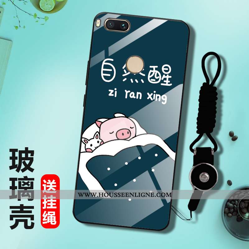 Coque Xiaomi Mi A1 Créatif Charmant Téléphone Portable Petit Verre Bleu