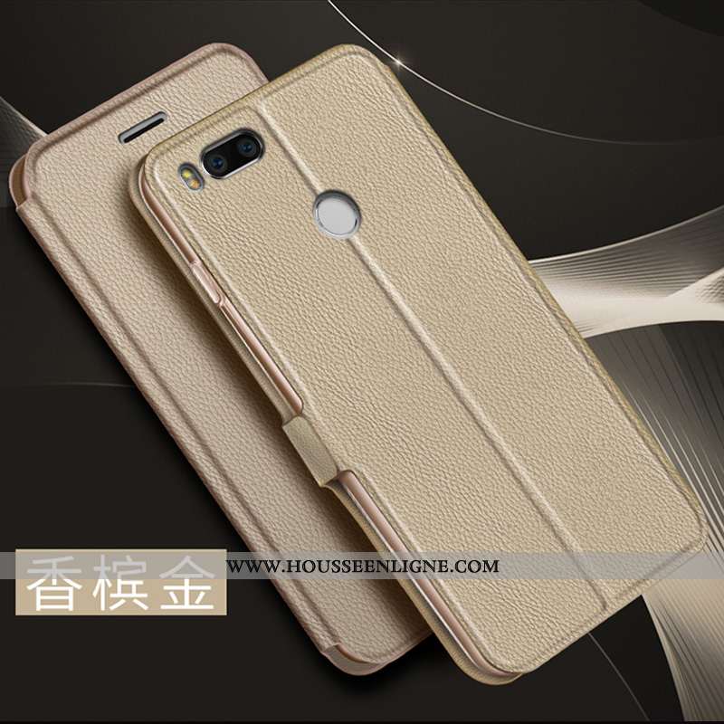 Coque Xiaomi Mi A1 Créatif Ultra Incassable Modèle Fleurie Business Clamshell Marron