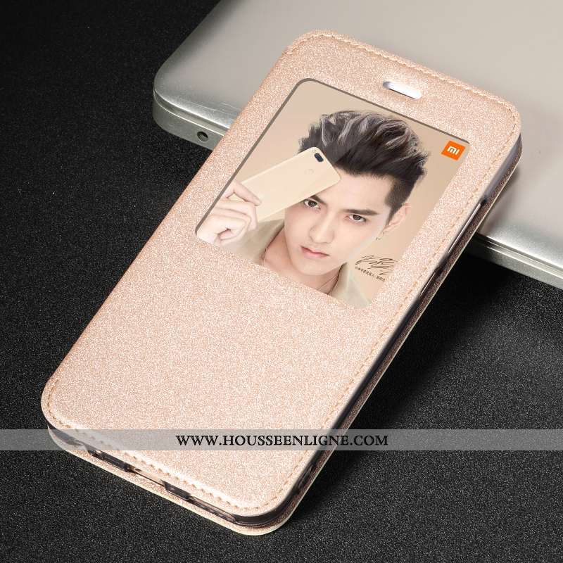 Coque Xiaomi Mi A1 Cuir Silicone Étui Tout Compris Incassable Clamshell Doré