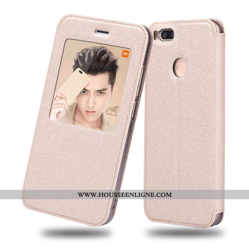Coque Xiaomi Mi A1 Cuir Silicone Étui Tout Compris Incassable Clamshell Doré