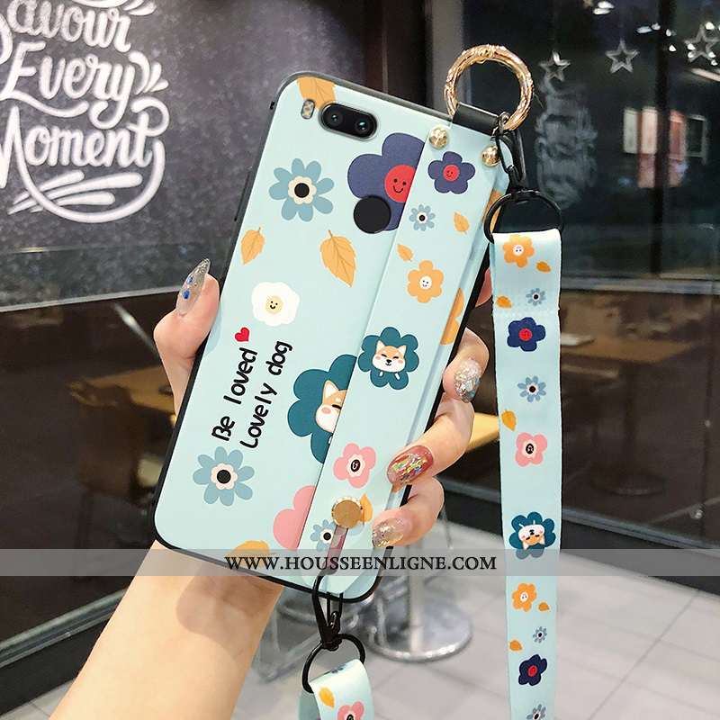 Coque Xiaomi Mi A1 Dessin Animé Cou Suspendu Délavé En Daim Protection Rose Silicone