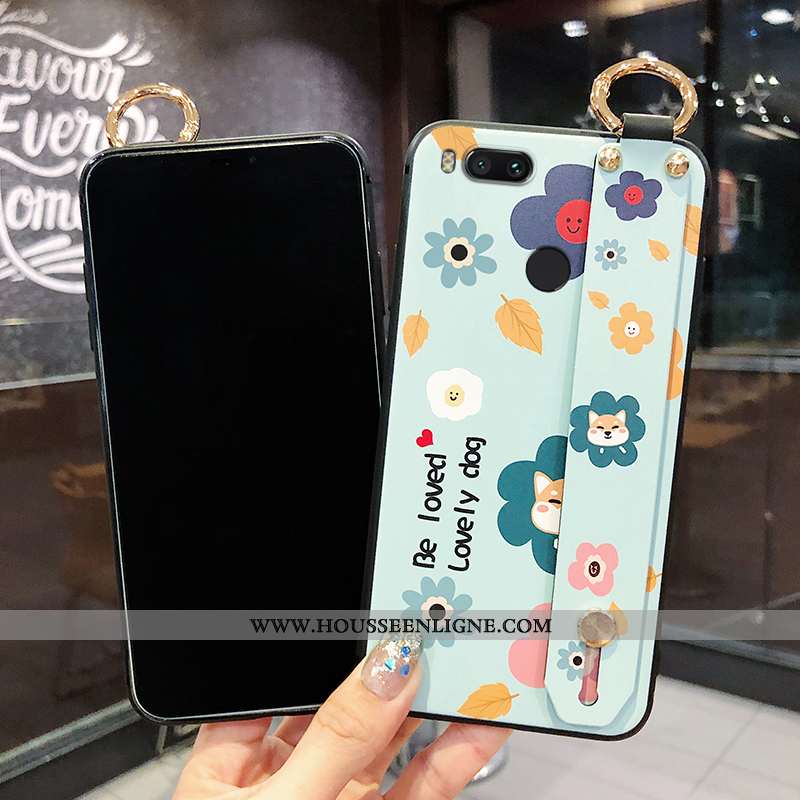 Coque Xiaomi Mi A1 Dessin Animé Cou Suspendu Délavé En Daim Protection Rose Silicone