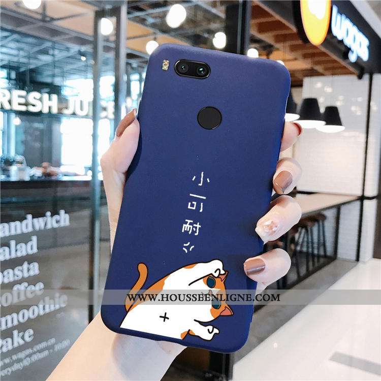 Coque Xiaomi Mi A1 Délavé En Daim Dessin Animé Tout Compris Amoureux Bleu Vin Rouge