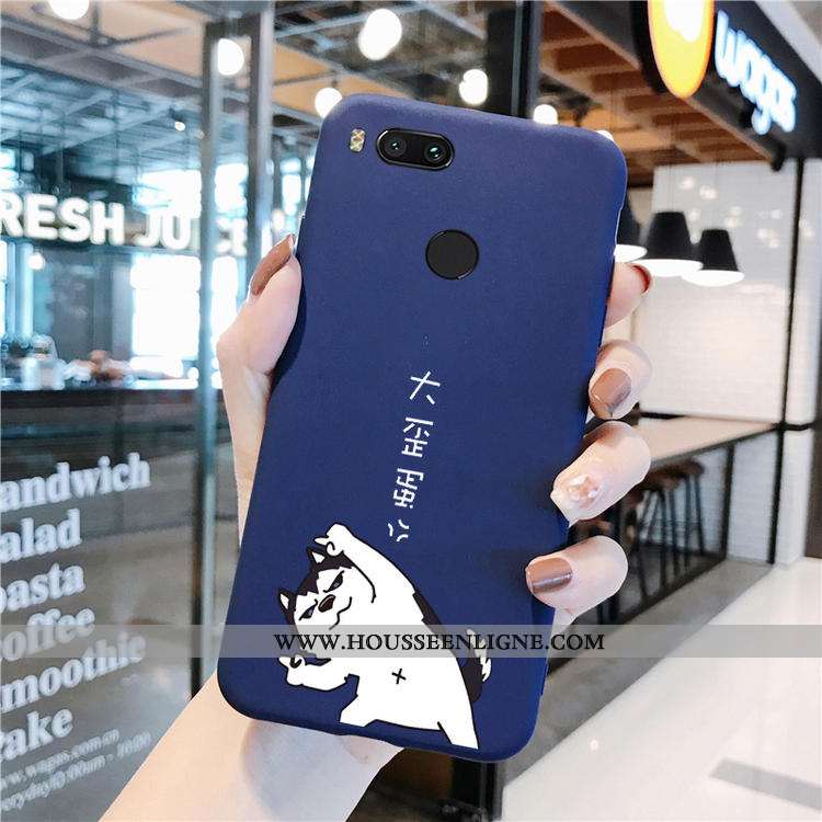 Coque Xiaomi Mi A1 Délavé En Daim Dessin Animé Tout Compris Amoureux Bleu Vin Rouge