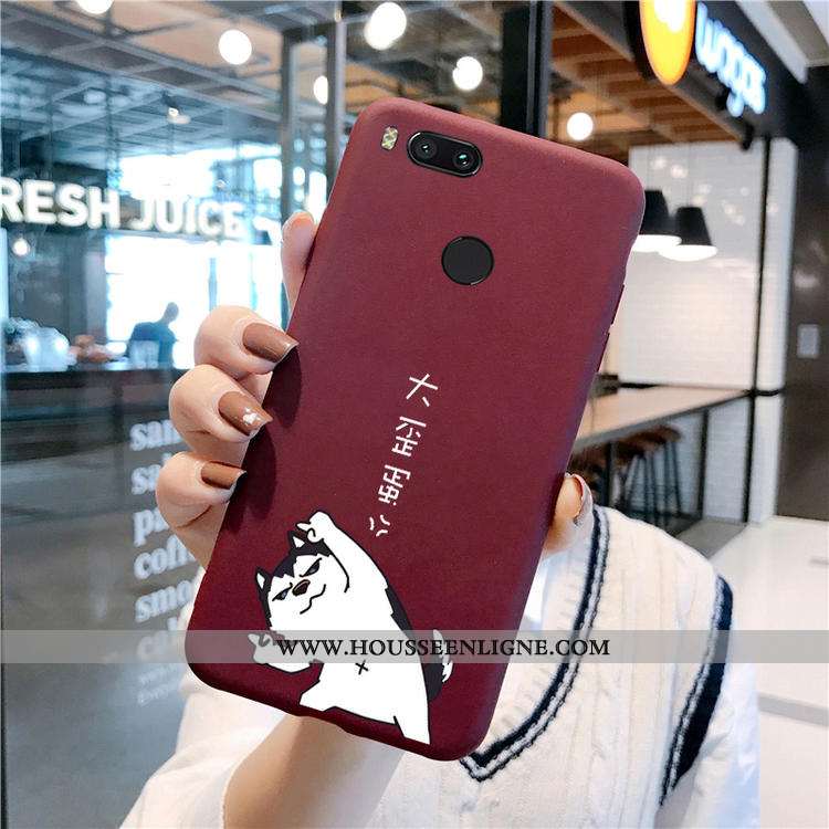 Coque Xiaomi Mi A1 Délavé En Daim Dessin Animé Tout Compris Amoureux Bleu Vin Rouge