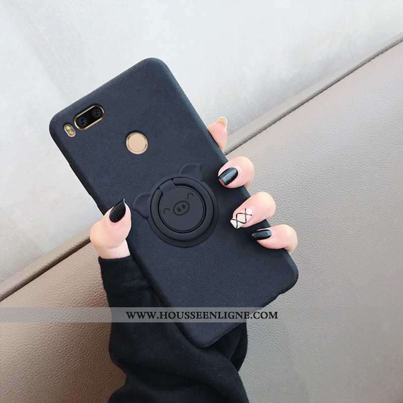 Coque Xiaomi Mi A1 Fluide Doux Protection Étui Délavé En Daim Chic Support Bleu Foncé