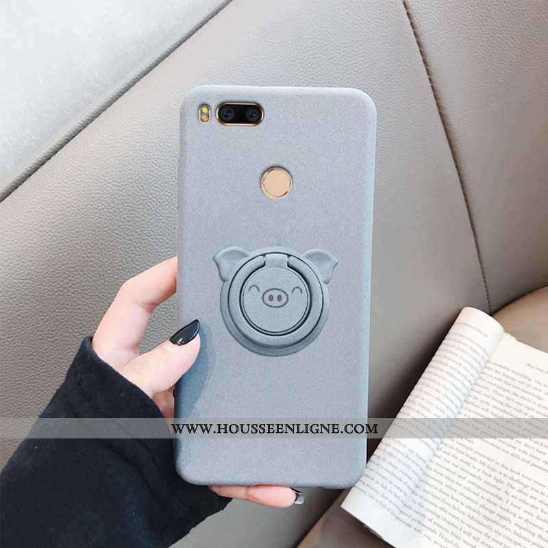 Coque Xiaomi Mi A1 Fluide Doux Protection Étui Délavé En Daim Chic Support Bleu Foncé