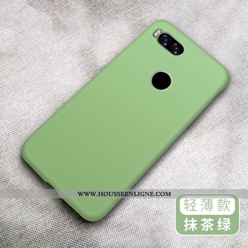 Coque Xiaomi Mi A1 Fluide Doux Silicone Incassable Couleur Unie Étui Créatif Verte