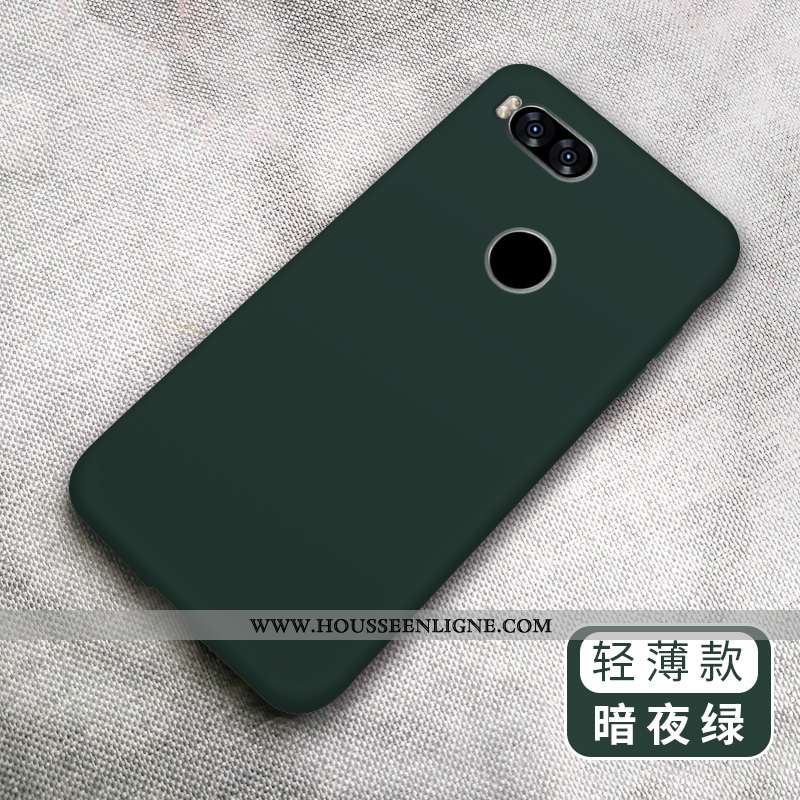 Coque Xiaomi Mi A1 Fluide Doux Silicone Incassable Couleur Unie Étui Créatif Verte