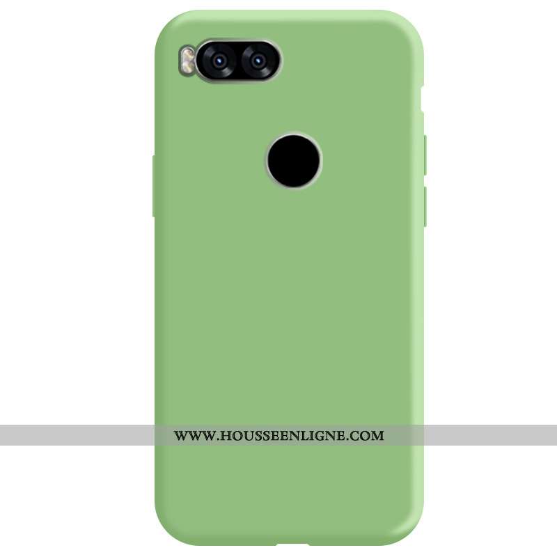 Coque Xiaomi Mi A1 Fluide Doux Silicone Incassable Couleur Unie Étui Créatif Verte