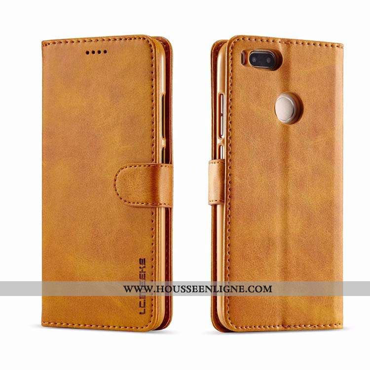 Coque Xiaomi Mi A1 Modèle Fleurie Protection Étui Petit Carte Boucle Magnétique Marron