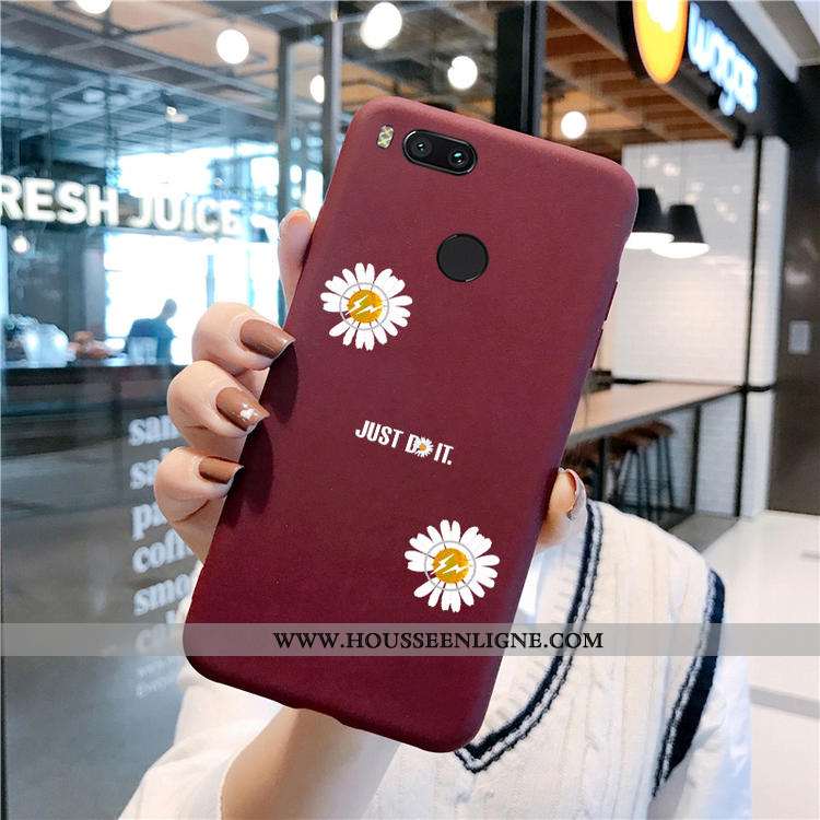 Coque Xiaomi Mi A1 Silicone Protection Petite Marguerite Fluide Doux Vin Rouge Bordure Nouveau Borde