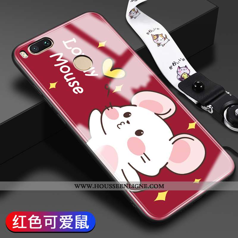 Coque Xiaomi Mi A1 Tendance Fluide Doux Difficile Étui Charmant Tout Compris Verre Rose