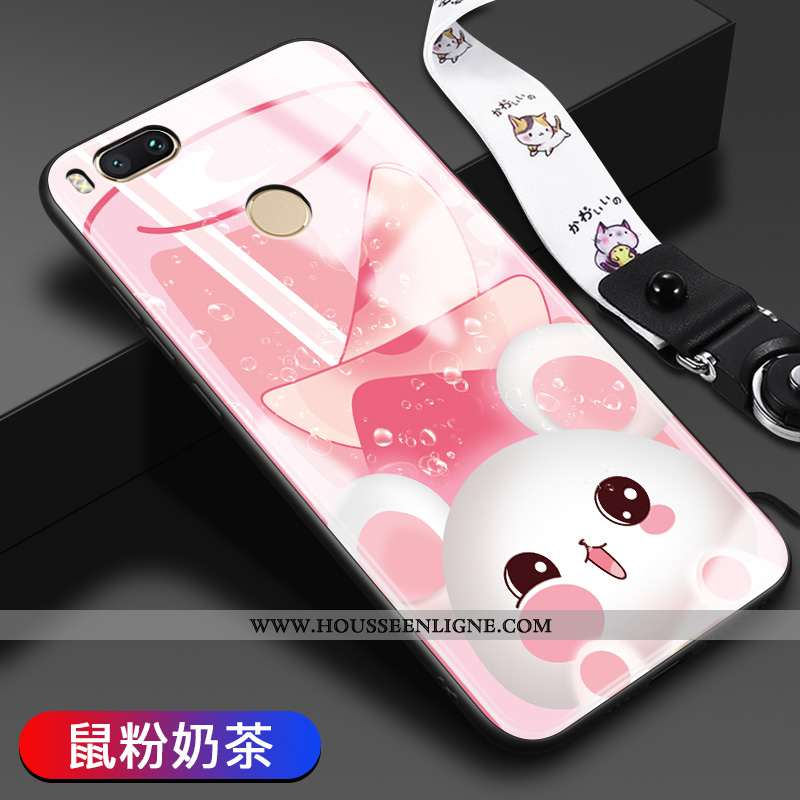 Coque Xiaomi Mi A1 Tendance Fluide Doux Difficile Étui Charmant Tout Compris Verre Rose
