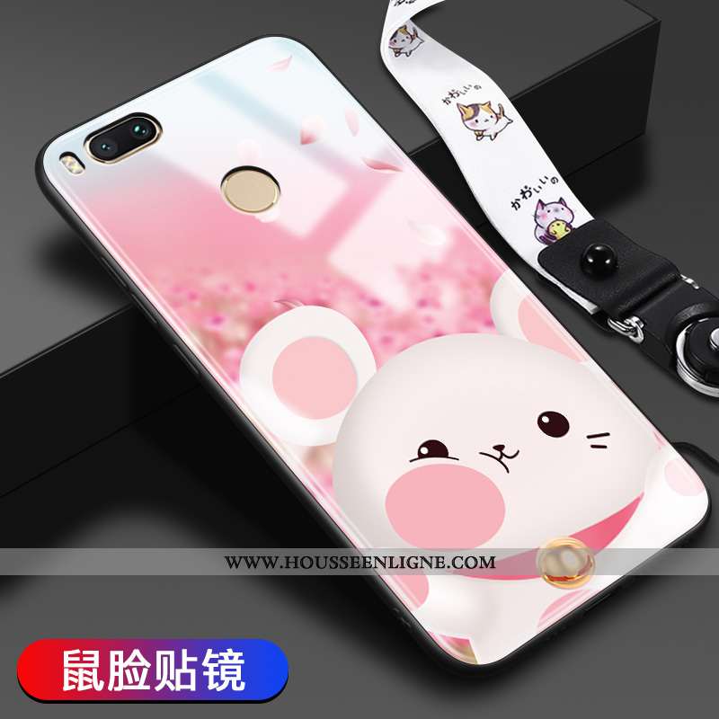 Coque Xiaomi Mi A1 Tendance Fluide Doux Difficile Étui Charmant Tout Compris Verre Rose
