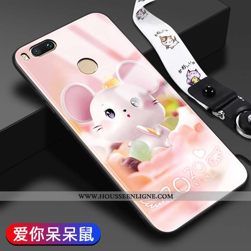 Coque Xiaomi Mi A1 Tendance Fluide Doux Difficile Étui Charmant Tout Compris Verre Rose