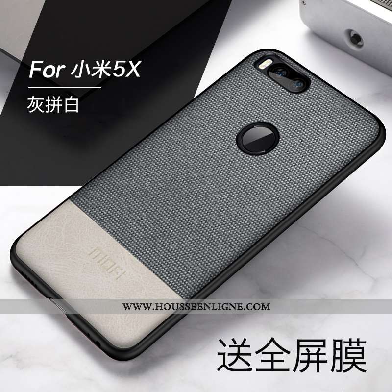 Coque Xiaomi Mi A1 Tendance Légère Personnalité Tout Compris Étui Délavé En Daim Incassable Marron
