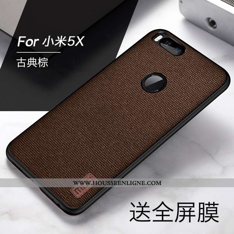 Coque Xiaomi Mi A1 Tendance Légère Personnalité Tout Compris Étui Délavé En Daim Incassable Marron