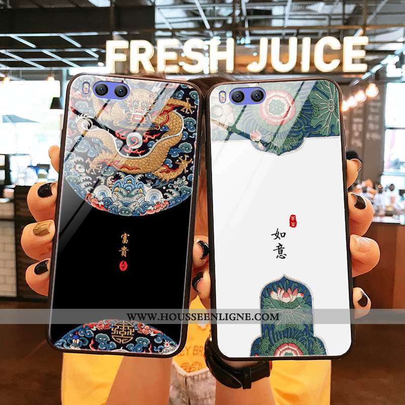 Coque Xiaomi Mi A1 Tendance Verre Or Noir Créatif Fleur Téléphone Portable