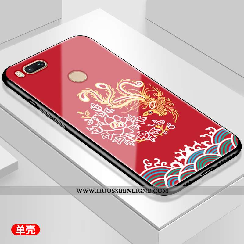 Coque Xiaomi Mi A1 Verre Personnalité Simple Frais Bleu Étui