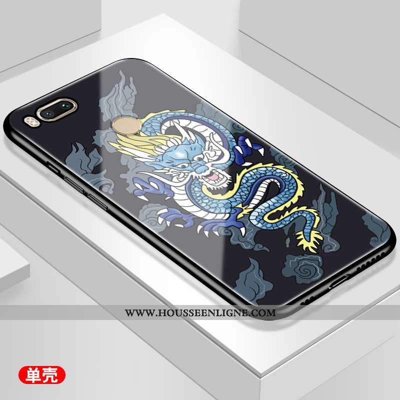 Coque Xiaomi Mi A1 Verre Personnalité Simple Frais Bleu Étui