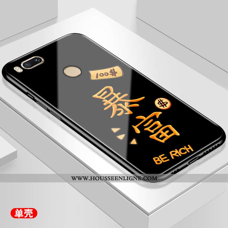 Coque Xiaomi Mi A1 Verre Personnalité Simple Frais Bleu Étui