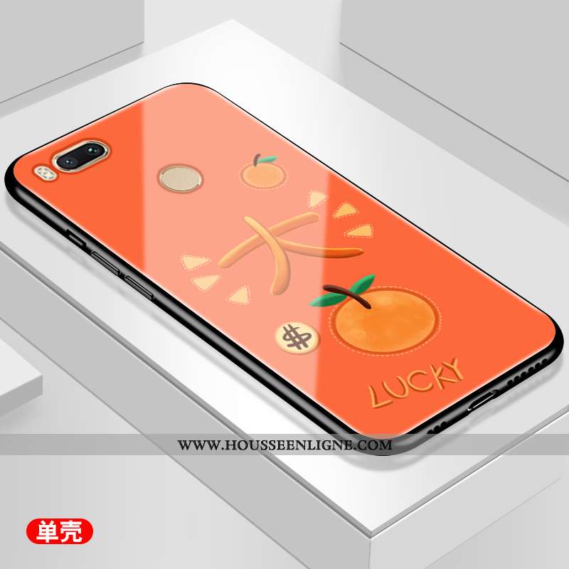 Coque Xiaomi Mi A1 Verre Personnalité Simple Frais Bleu Étui