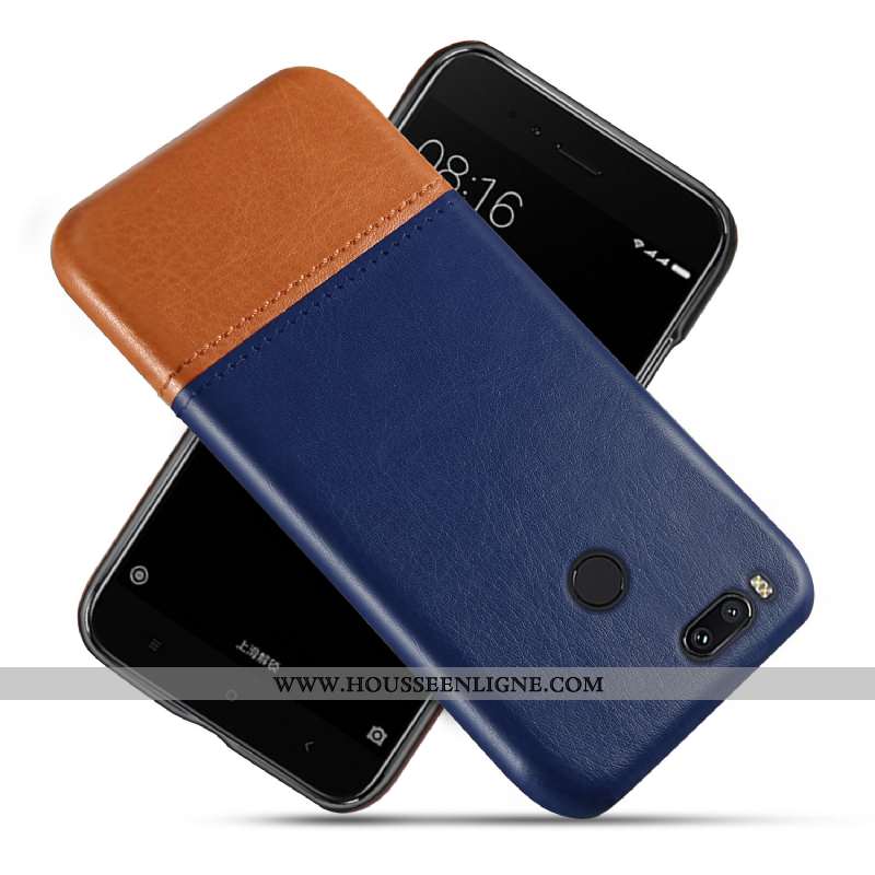 Coque Xiaomi Mi A1 Vintage Cuir Incassable Étui Petit Protection Rouge
