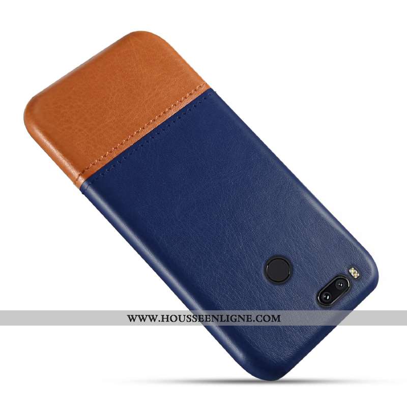 Coque Xiaomi Mi A1 Vintage Cuir Incassable Étui Petit Protection Rouge