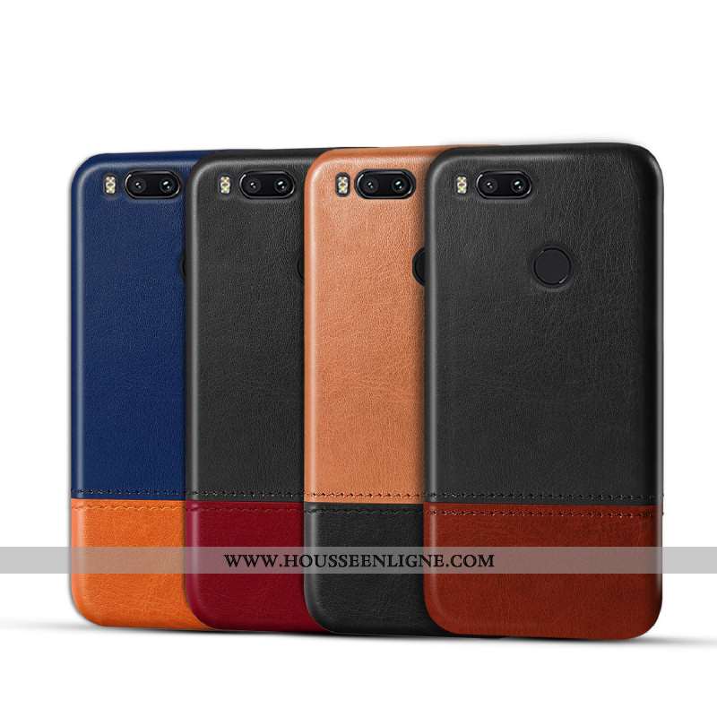 Coque Xiaomi Mi A1 Vintage Cuir Incassable Étui Petit Protection Rouge