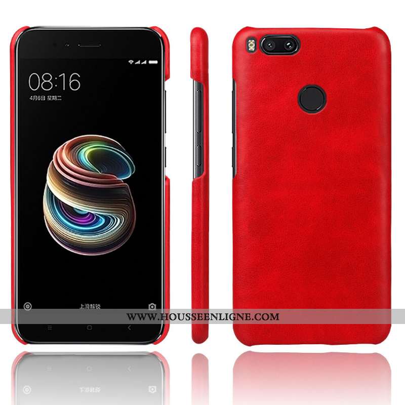 Coque Xiaomi Mi A1 Vintage Cuir Qualité Petit Protection Modèle Fleurie Étui Orange