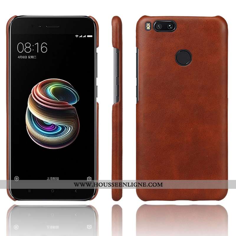 Coque Xiaomi Mi A1 Vintage Cuir Qualité Petit Protection Modèle Fleurie Étui Orange