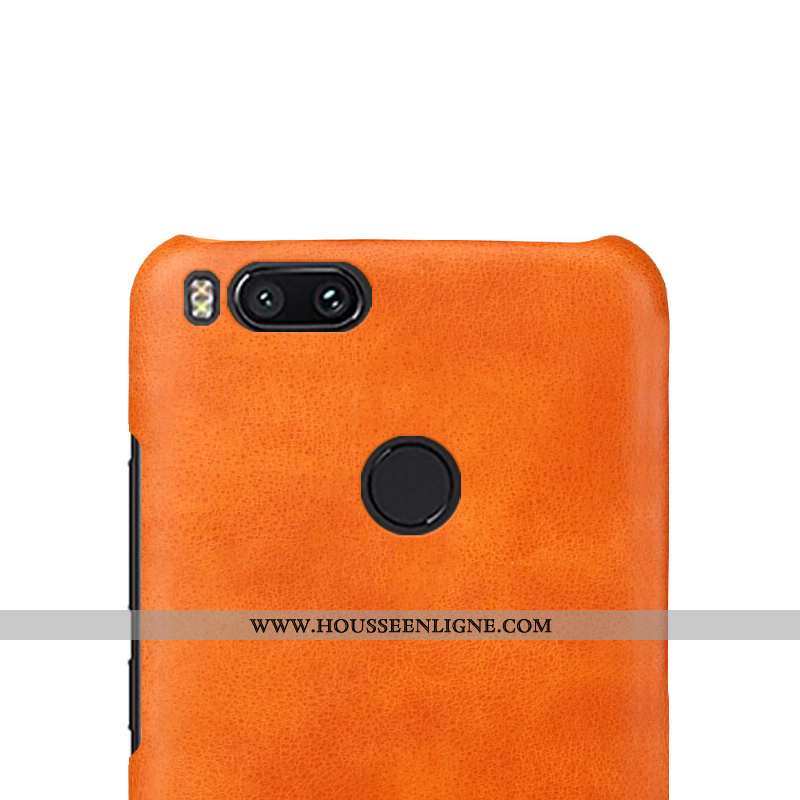 Coque Xiaomi Mi A1 Vintage Cuir Qualité Petit Protection Modèle Fleurie Étui Orange