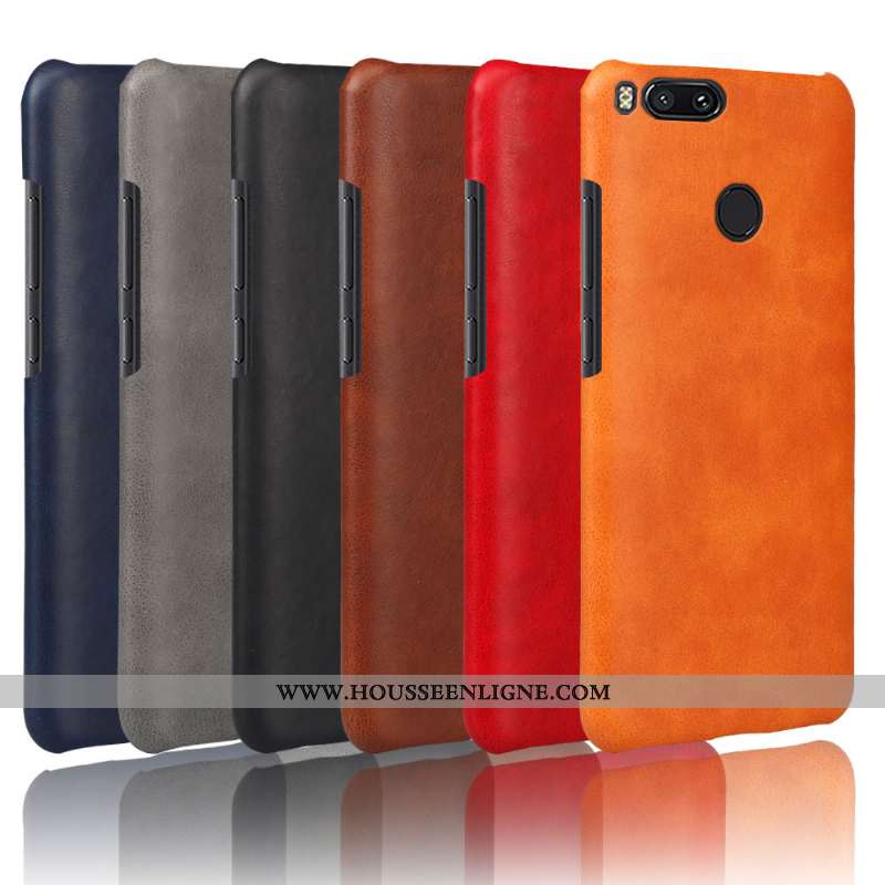 Coque Xiaomi Mi A1 Vintage Cuir Qualité Petit Protection Modèle Fleurie Étui Orange