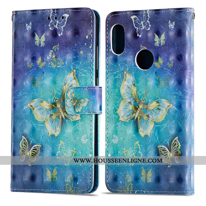 Coque Xiaomi Mi A2 Dessin Animé Charmant Tout Compris Protection Incassable Cuir Bleu