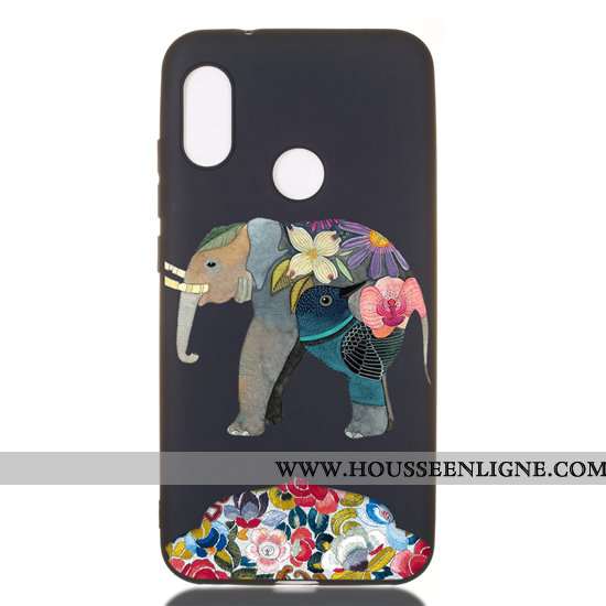 Coque Xiaomi Mi A2 Lite Fluide Doux Délavé En Daim Dessin Animé Tout Compris Étui Incassable Noir
