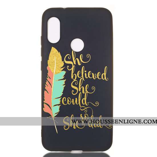 Coque Xiaomi Mi A2 Lite Fluide Doux Délavé En Daim Dessin Animé Tout Compris Étui Incassable Noir