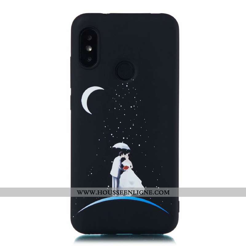 Coque Xiaomi Mi A2 Lite Fluide Doux Délavé En Daim Dessin Animé Tout Compris Étui Incassable Noir