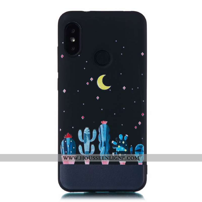Coque Xiaomi Mi A2 Lite Fluide Doux Délavé En Daim Dessin Animé Tout Compris Étui Incassable Noir