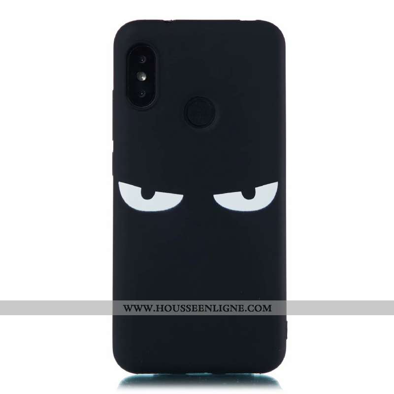 Coque Xiaomi Mi A2 Lite Fluide Doux Délavé En Daim Dessin Animé Tout Compris Étui Incassable Noir