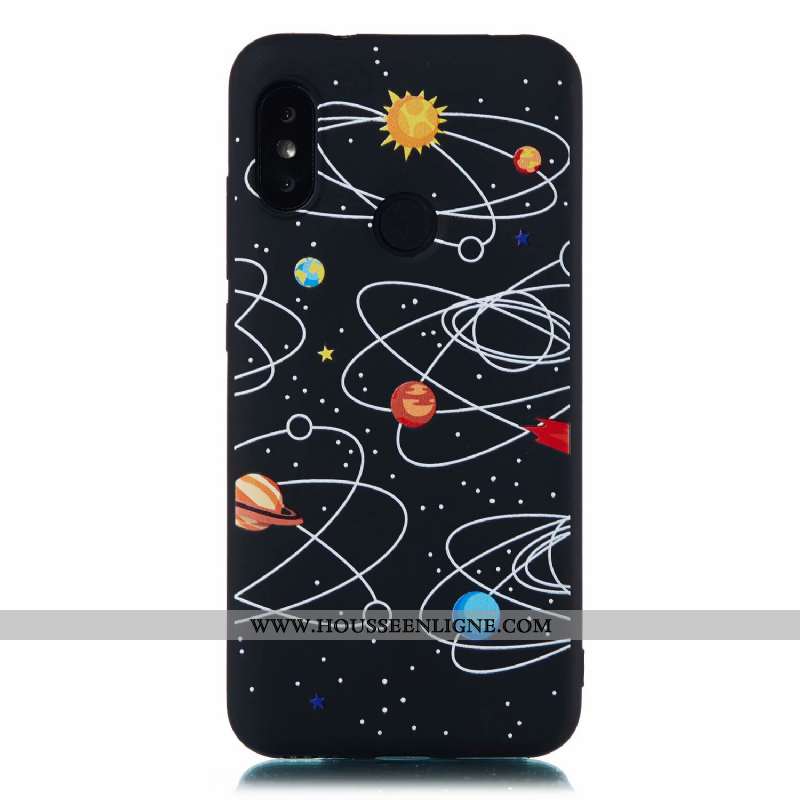 Coque Xiaomi Mi A2 Lite Fluide Doux Délavé En Daim Dessin Animé Tout Compris Étui Incassable Noir
