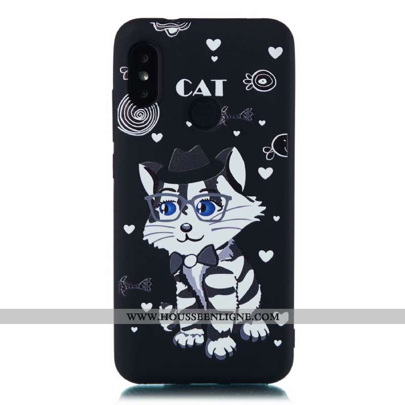 Coque Xiaomi Mi A2 Lite Fluide Doux Délavé En Daim Dessin Animé Tout Compris Étui Incassable Noir