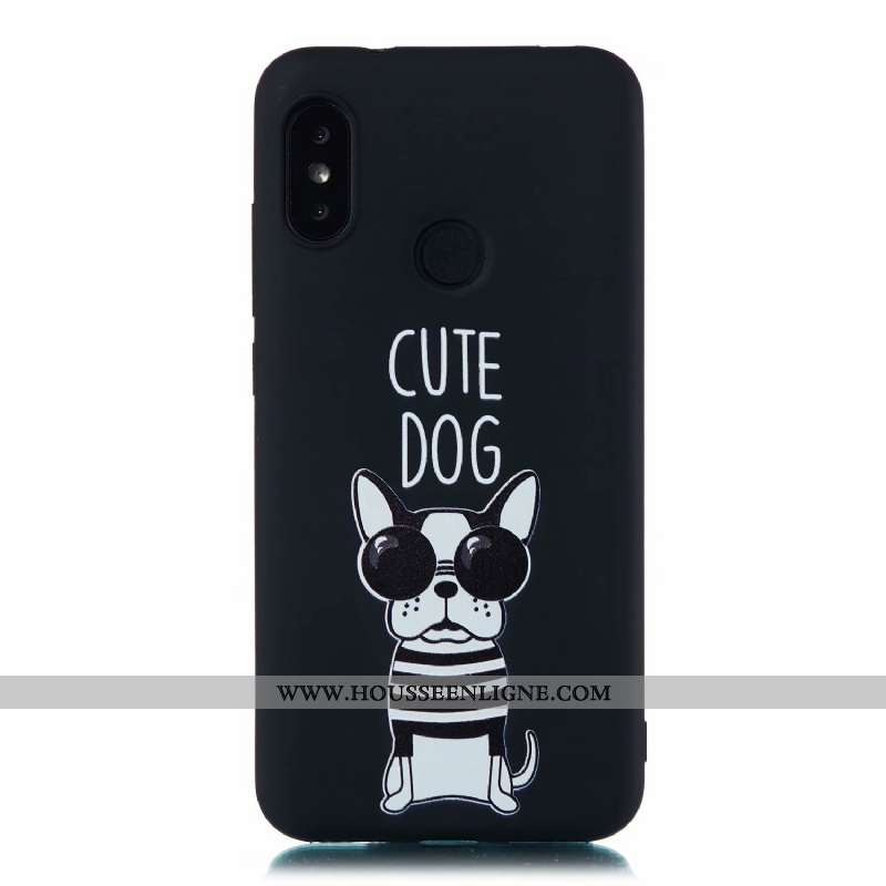 Coque Xiaomi Mi A2 Lite Fluide Doux Délavé En Daim Dessin Animé Tout Compris Étui Incassable Noir