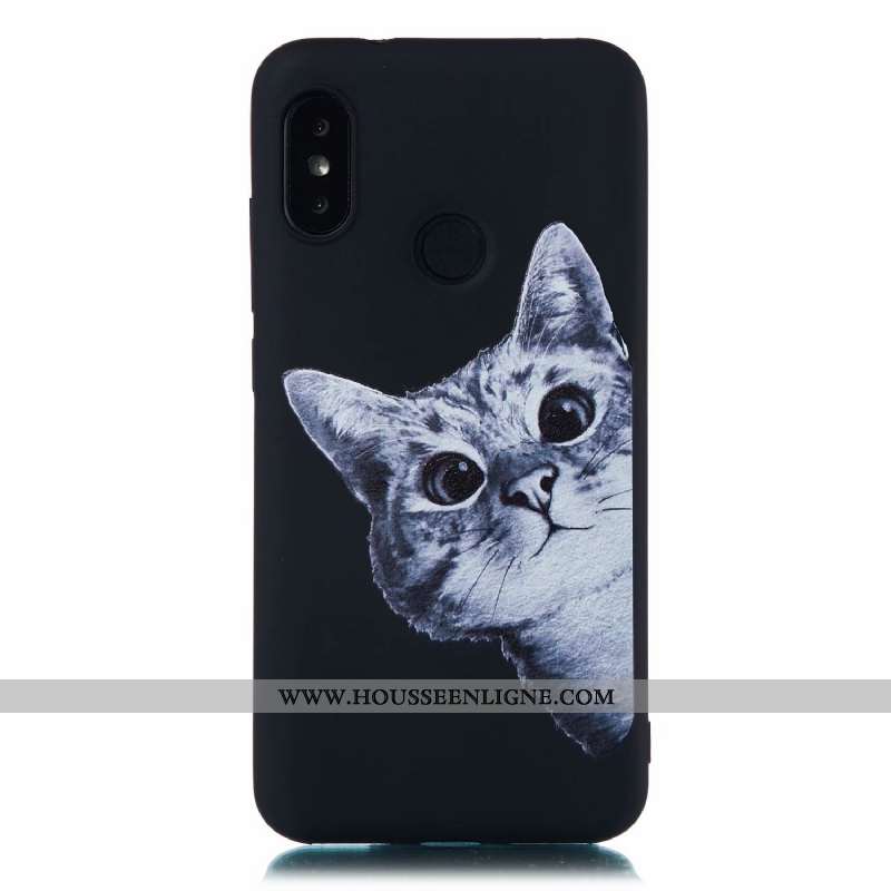 Coque Xiaomi Mi A2 Lite Fluide Doux Délavé En Daim Dessin Animé Tout Compris Étui Incassable Noir