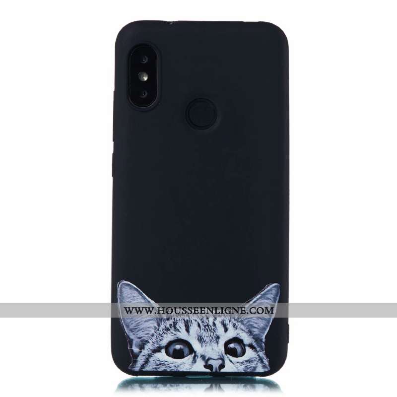 Coque Xiaomi Mi A2 Lite Fluide Doux Délavé En Daim Dessin Animé Tout Compris Étui Incassable Noir