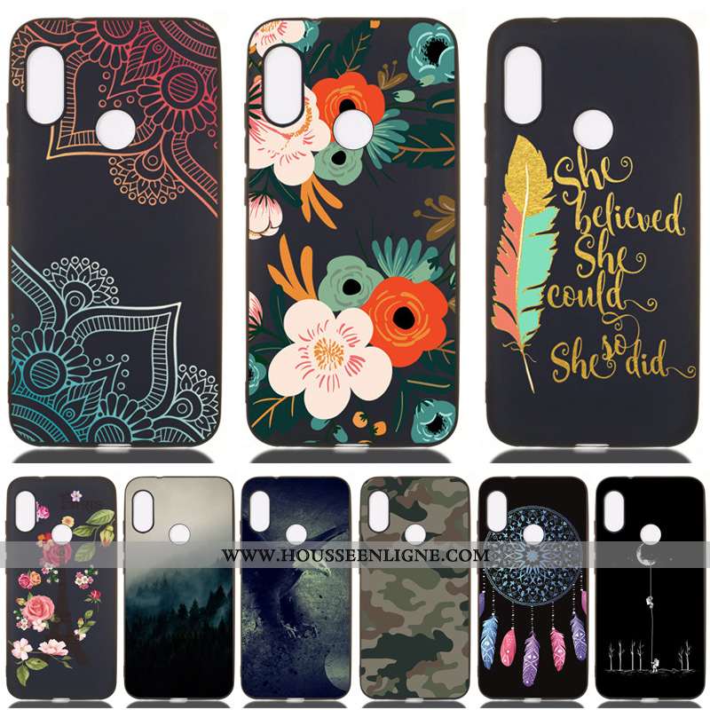 Coque Xiaomi Mi A2 Lite Fluide Doux Délavé En Daim Dessin Animé Tout Compris Étui Incassable Noir