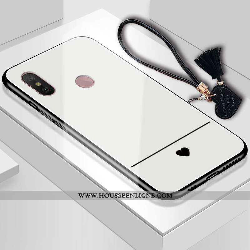 Coque Xiaomi Mi A2 Lite Fluide Doux Protection Étui Miroir Rouge Tempérer Art Blanche